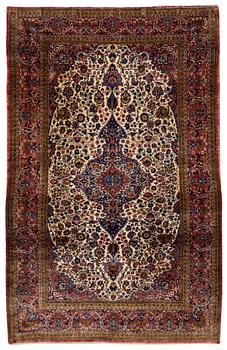 274. A rug, antique, silk Kashan, ca 208 x 131,5-136 cm.