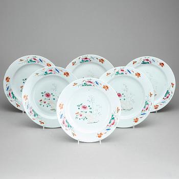 TALLRIKAR, 6 st, porslin, Kina, Qing dynastin, Qianlong (1736-95).