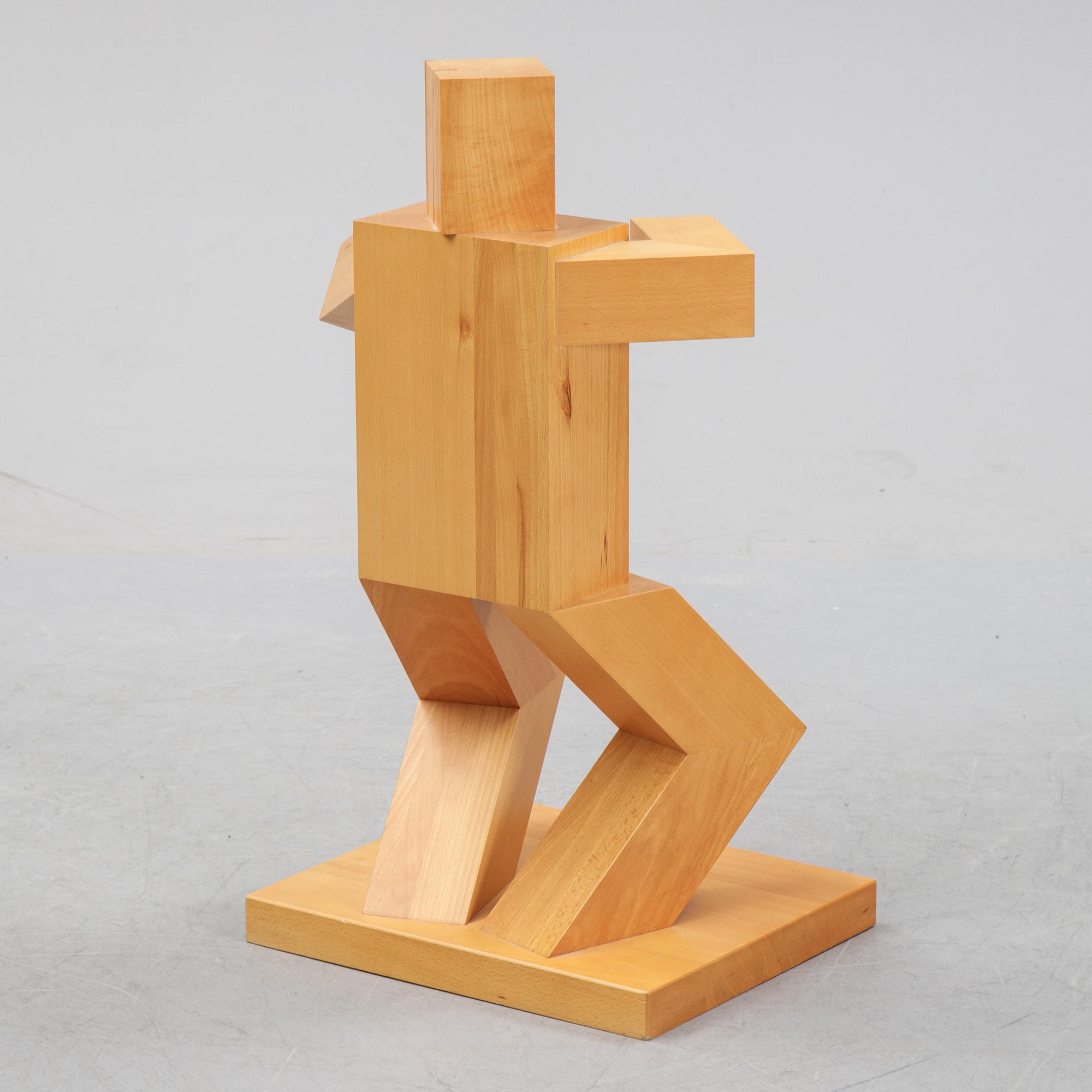 John-Erik Göransson, sculpture in wood, signed with monogram and dated JEG -95 underneath.