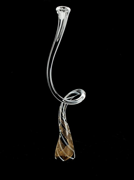 LEIF AHRLE, skulptur/ljusstake, glas, signerad.