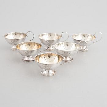 Six Swedish Silver Punch Mugs, mark of Fritz Olsson, Luleå 1949.