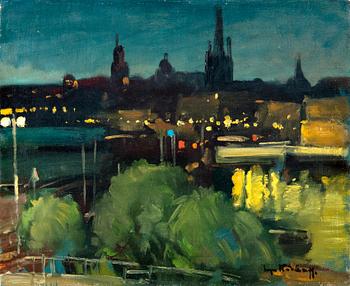 201. Serge Kislakoff, CITY AT NIGHT. КИСЛАКОВ, СЕРГЕЙ ВИТАЛЬЕВИЧ (1897-1980)
ГОРОД НОЧЬЮ.