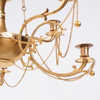 A late Gustavian eight-light hanging-lamp, Stockholm, early 19th century.