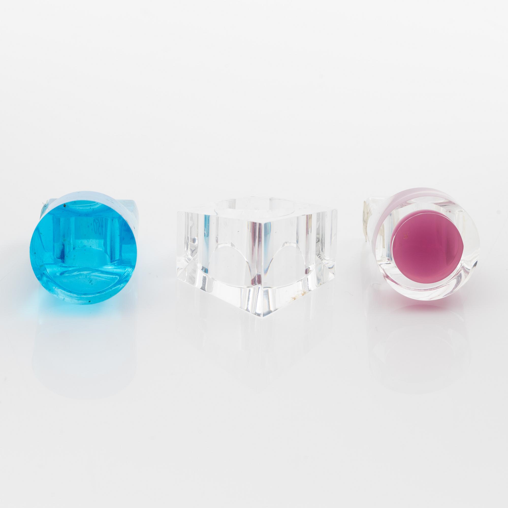 Siv Lagerström, tre ringar akrylplast, 1970-tal.