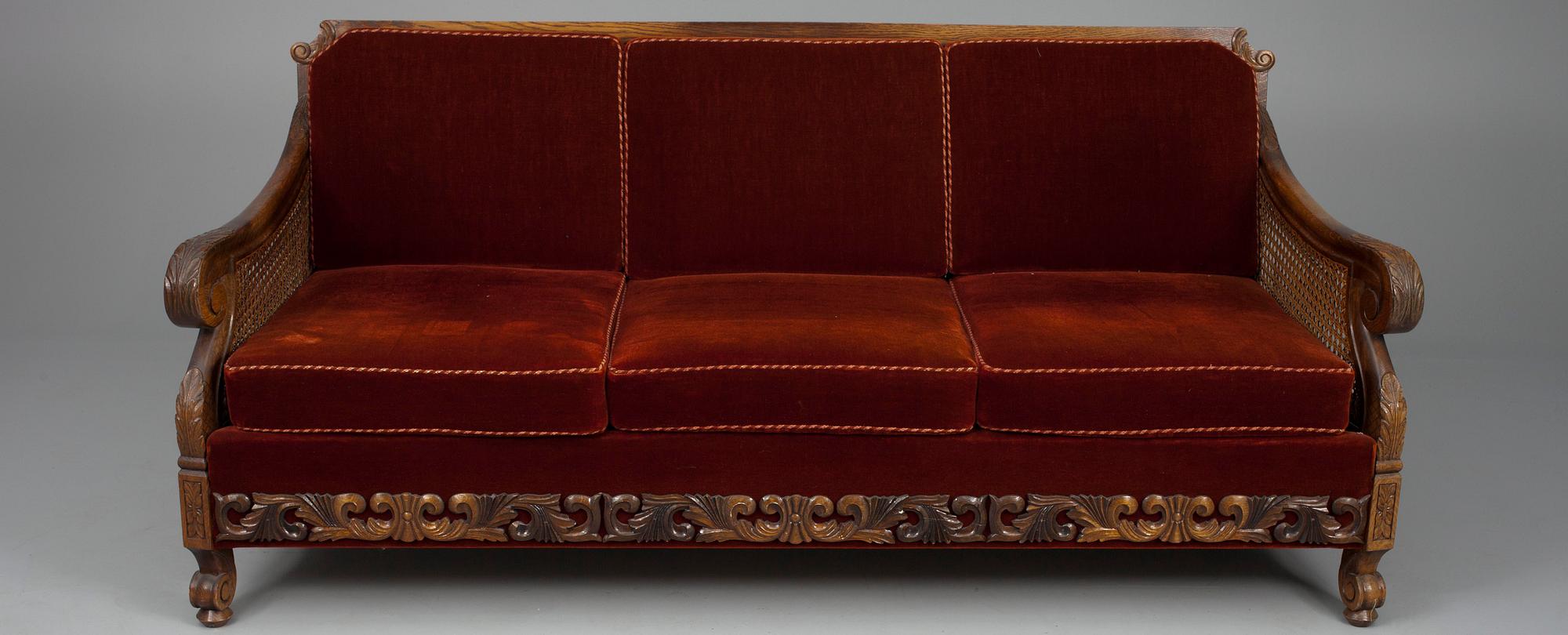 MÖBLEMANG 4 delar, ek, 1900-talets början.