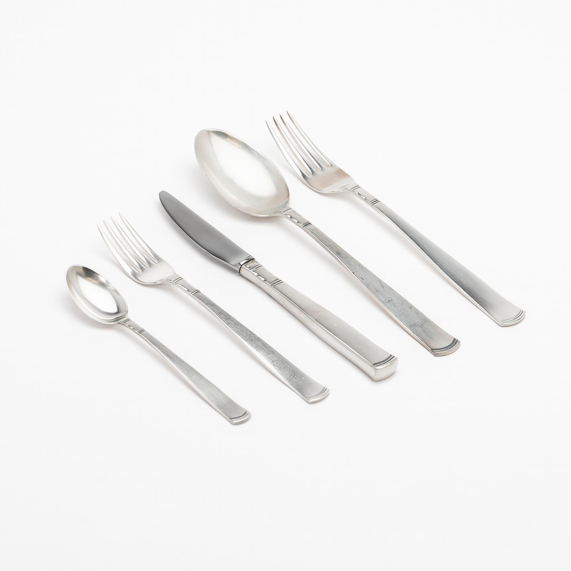 Jacob Ängman, besticksuppsättning, 103 delar, silver, "Rosenholm", GAB, Eskilstuna & Stockholm, 1960-70-tal.