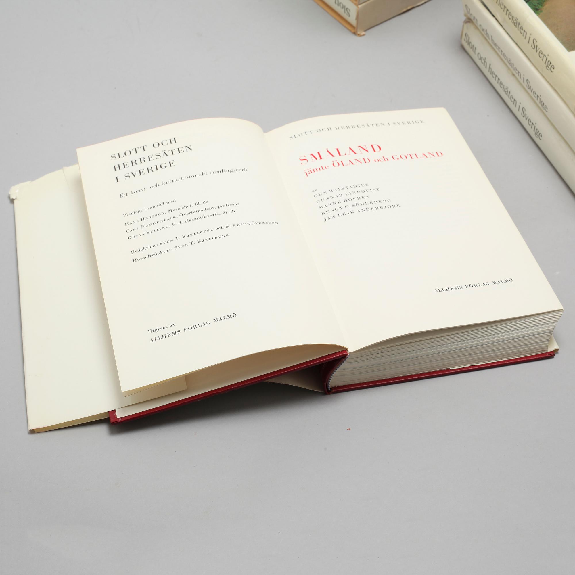 18 books "Slott och herresäten i Sverige",  Allhems förlag Malmö 1960/70s.