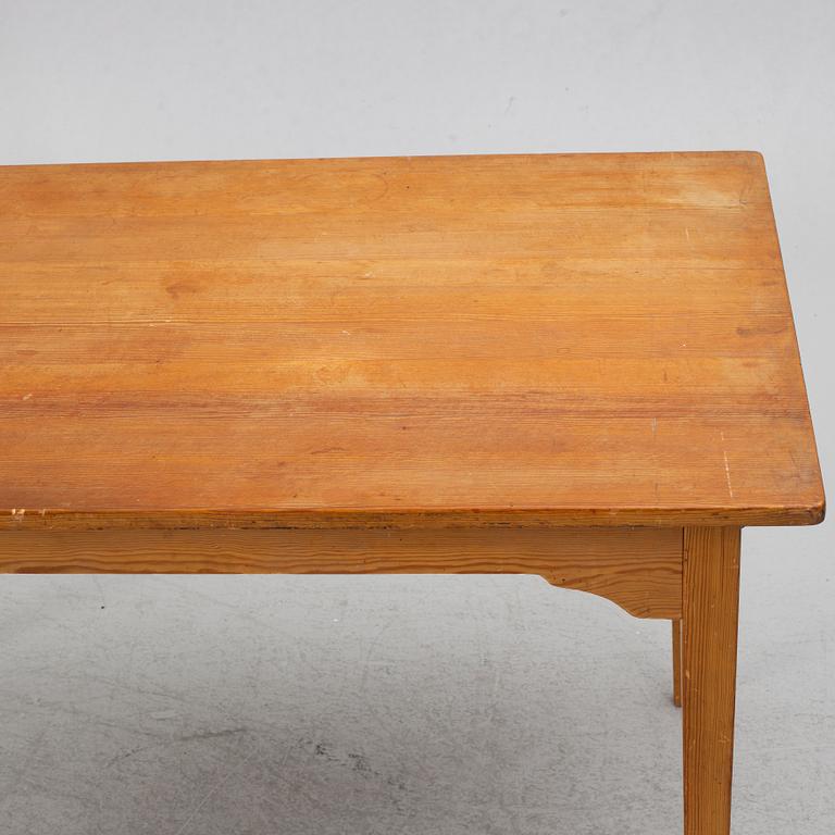 Carl Malmsten, dining table and four chairs, including Svensk Fur, second half of the 20th century.