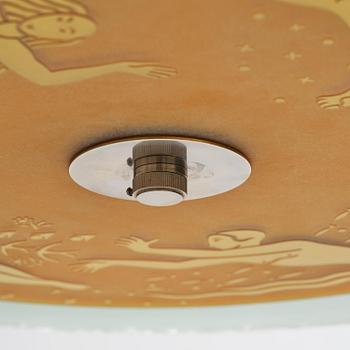 Edward Hald, & Erik Tidstrand, a rare "The 4 Winds" ceiling lamp model "HD 656"/"29679", Orrefors & Nordiska Kompaniet, 1930s.