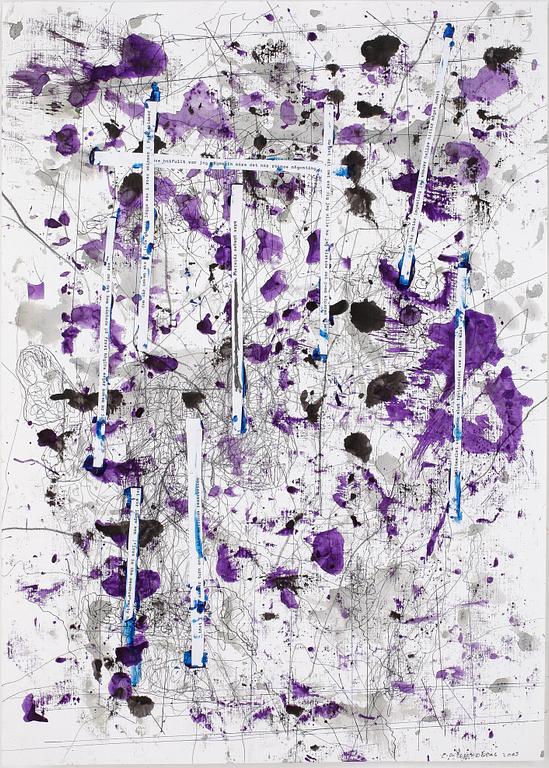 CARL MICHAEL LUNDBERG, blandteknik på papper. Signerad och daterad 2005.