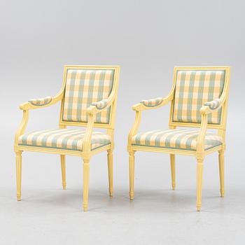 A pair of Gustavian style armchairs, 1990's.