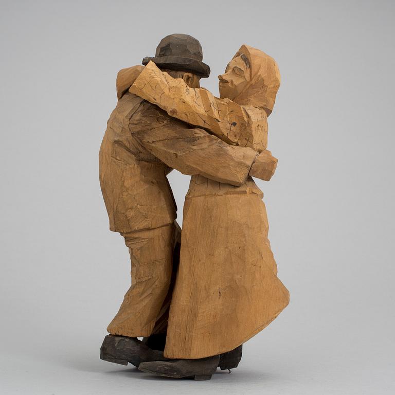 AXEL PETERSSON DÖDERHULTARN, skulptur, snidat trä, hand- samt stämpelsignerad, daterad 1919.