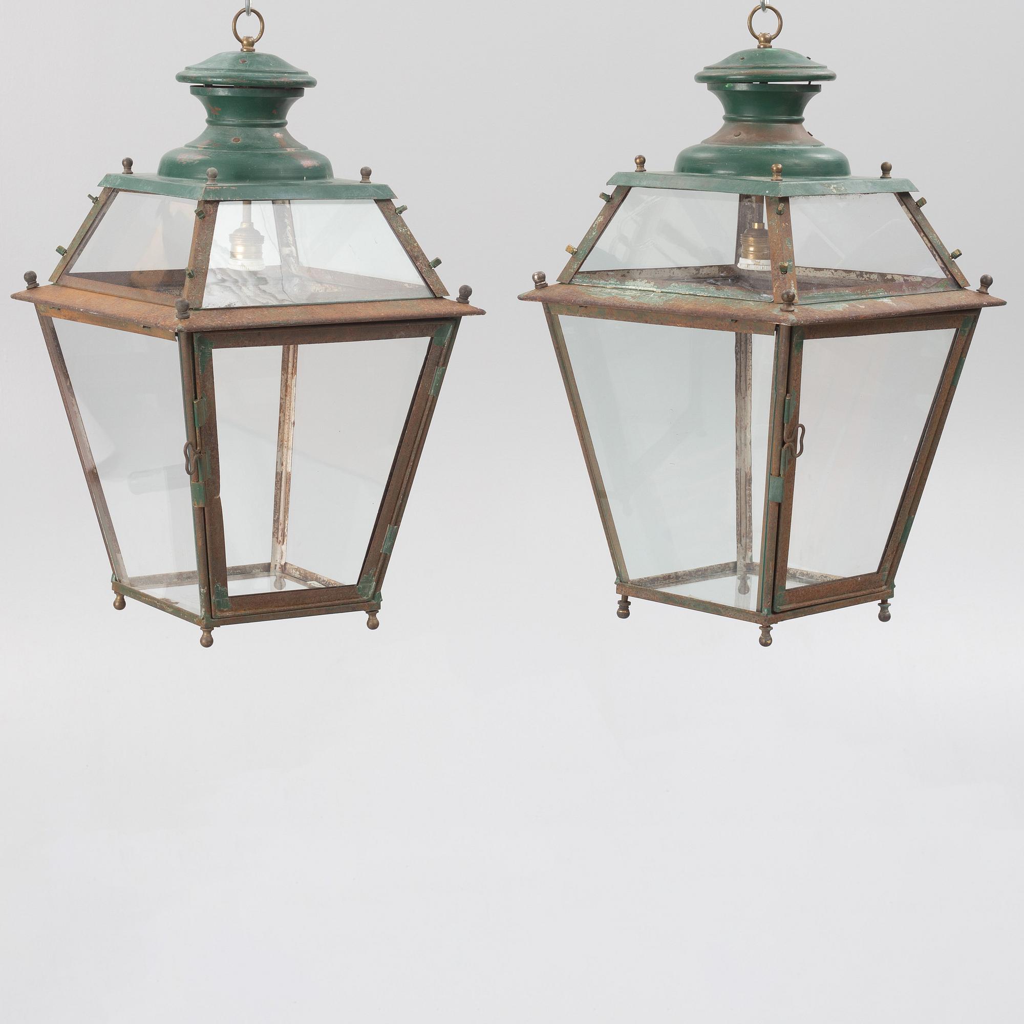 Ceiling lanterns, a pair, 19th century.