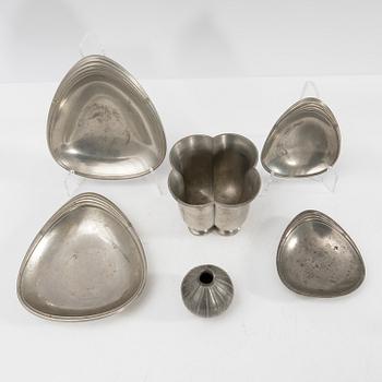 Just Andersen, ett parti tennföremål, 6 delar, Danmark, 1900-talets första hälft.