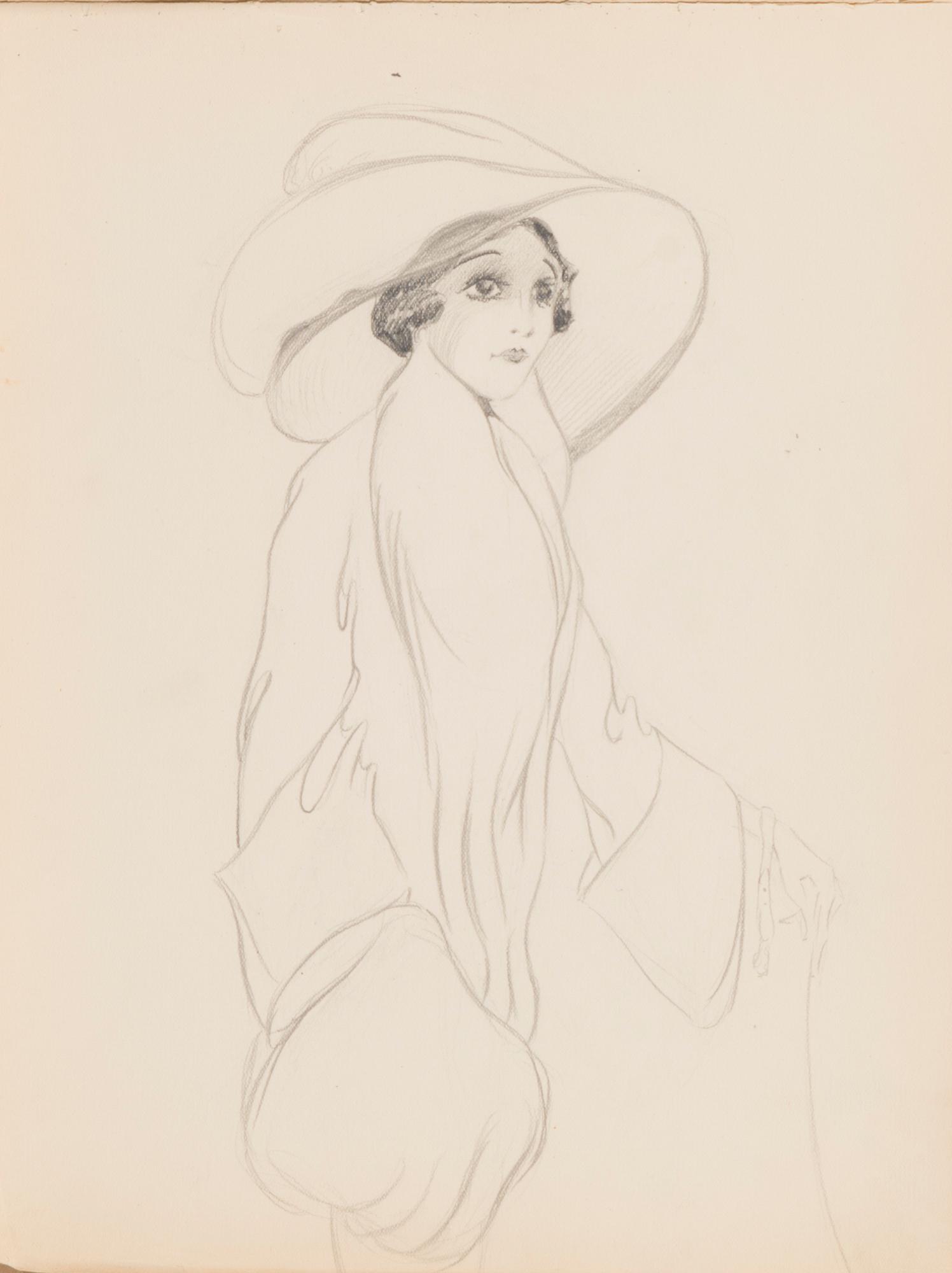 CARL JENSEN-CARLÉN, a scetch book with drawings, mixed media, 27 pages, partially signed C.C.