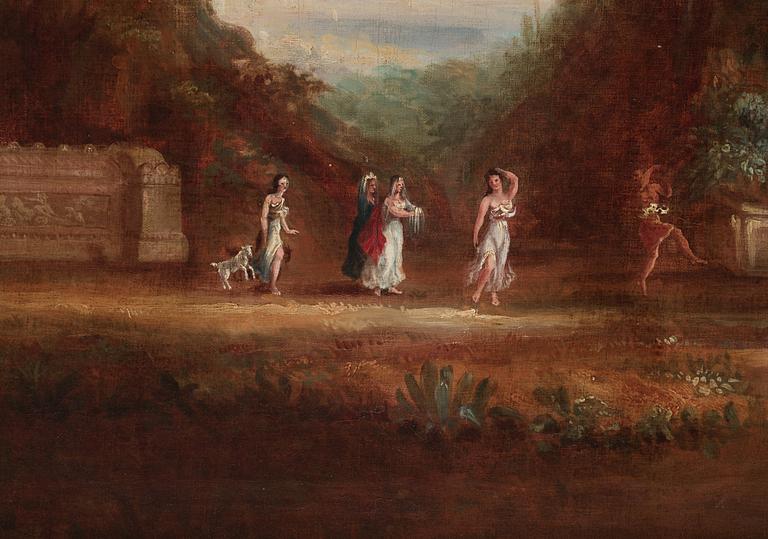Nicolas Poussin In the manner of the artist, Bacchanal outside an antique city.