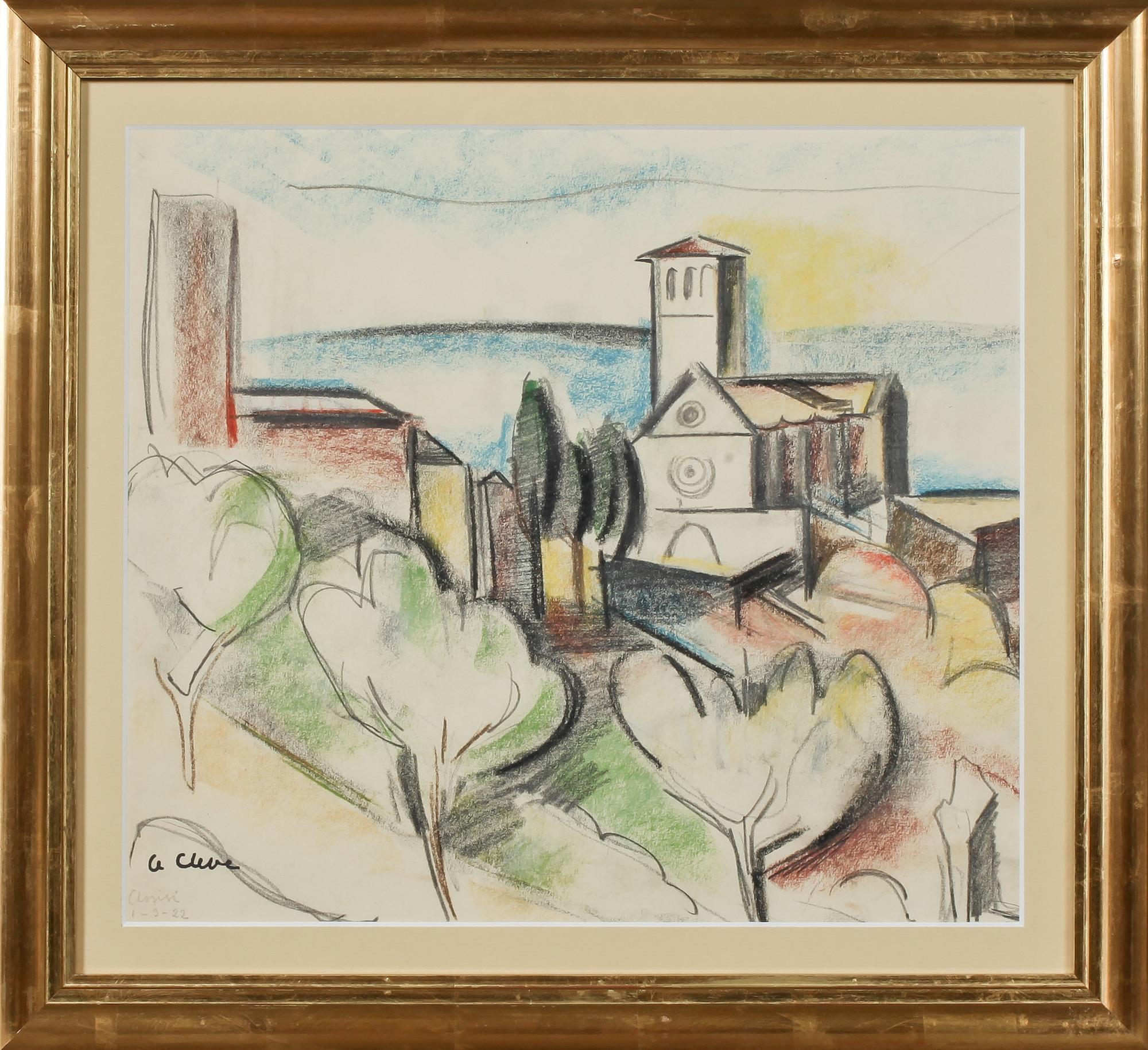 AGNES CLEVE, pastell, signerad Assisi -22.