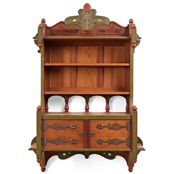 A Swedish Art Nouveau painted shelf executed by A． Lagerberg, 1897.