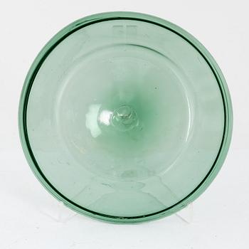 A Swedish pale green glass bowl around year 1800.