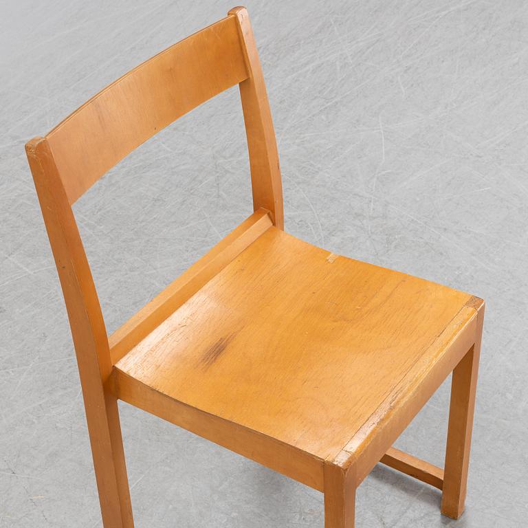 A set of six birch chairs, 'Orkesterstolen', designed by Sven Markelius, mid 20th Century.