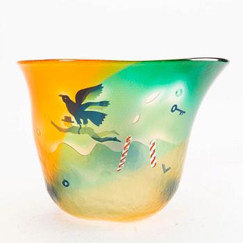 Bertil Vallien, a signed Kosta Boda glass bowl.