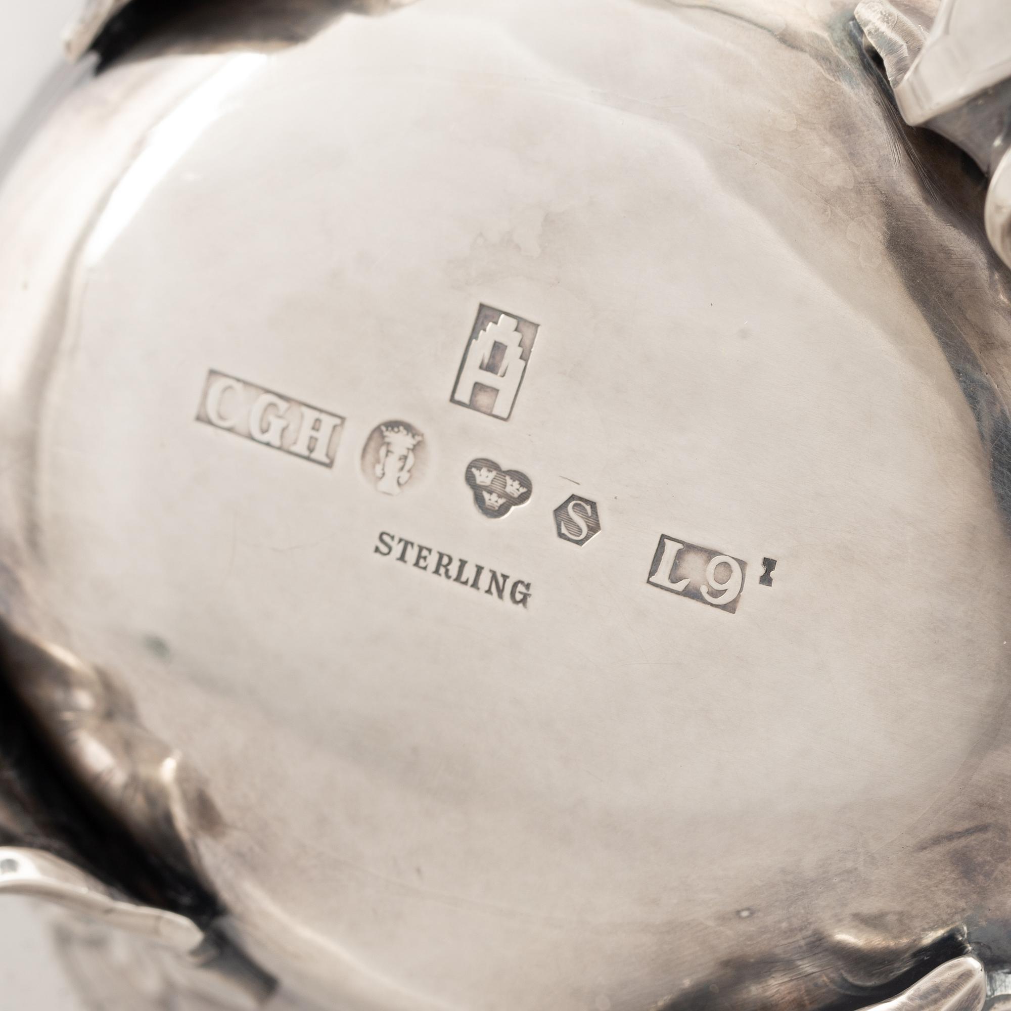 A Three Piece Silver Coffee Service, including mark of CG Hallberg, Stockholm 1961.
