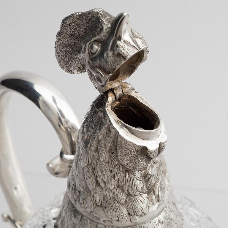 A pair of silver and cut-glass decanters, mark of Gratchev company, St. Petersburg 1908-1917.