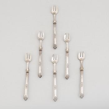 A Set of Six French Silver Oyster Forks, Paris circa 1900.