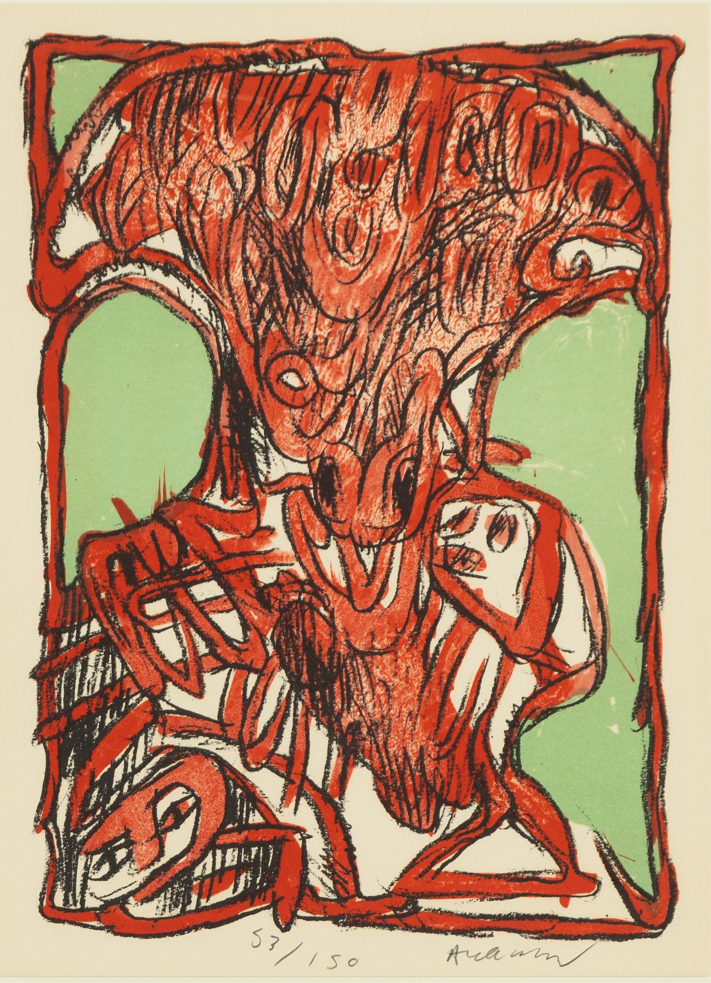 Pierre Alechinsky, "Schismes", fyra stycken färglitografier.