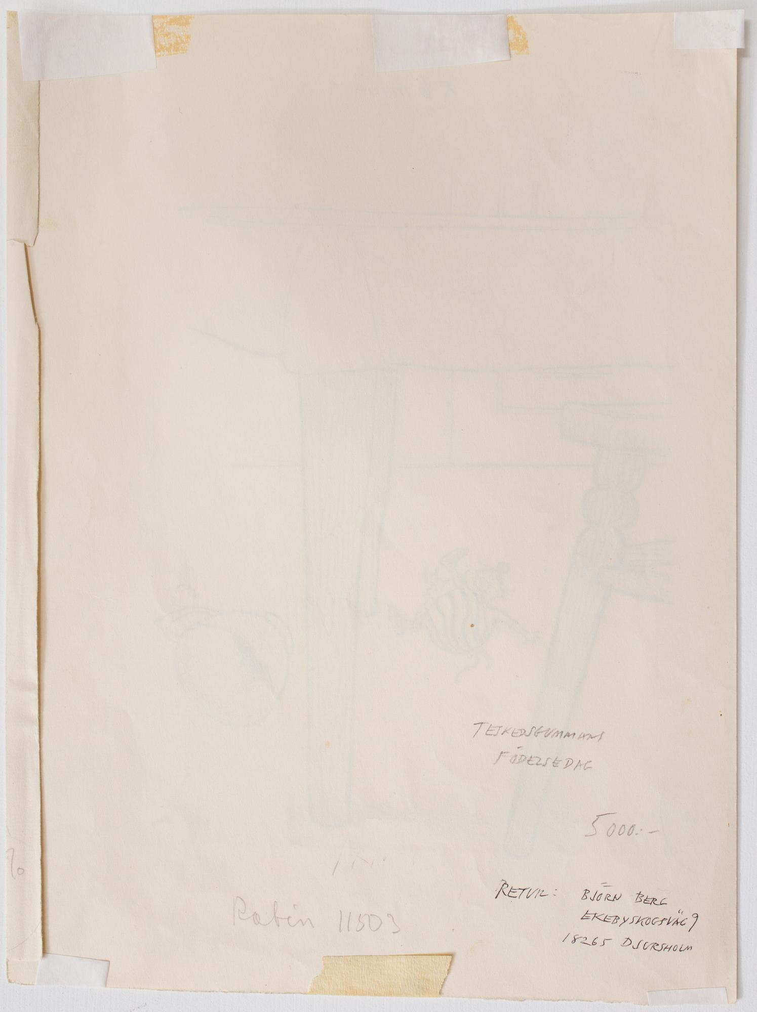 BJÖRN BERG, ink drawing from "Teskedsgumman" signed.