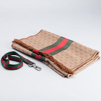 GUCCI, scarf and keychain.