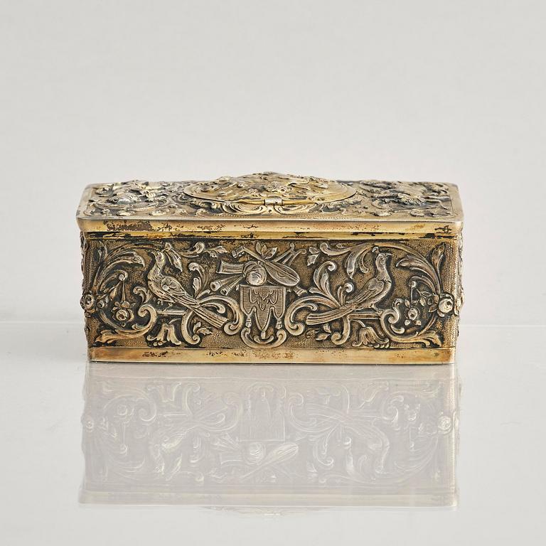Music box. gilded 800 silver. Germany, late 19th/early 20th century.