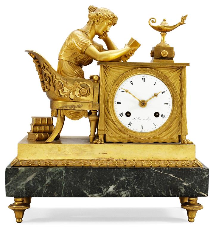 A French Empire mantel clock.