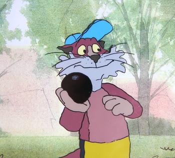 ORIGINALCEL, ur "Pelle Svanslös". Blandteknik, Team Film, sign SL.