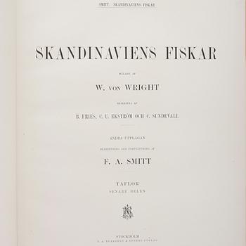 F.A.SMITT, 2 vol, Skandinaviens fiskar målade af W. von Wright, Taflor, Stockholm 1892-95.