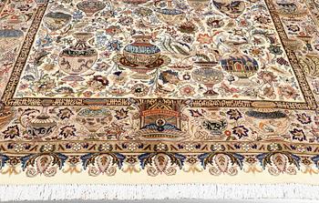 A CARPET, Figural kashmar, ca 392 x 295 cm.