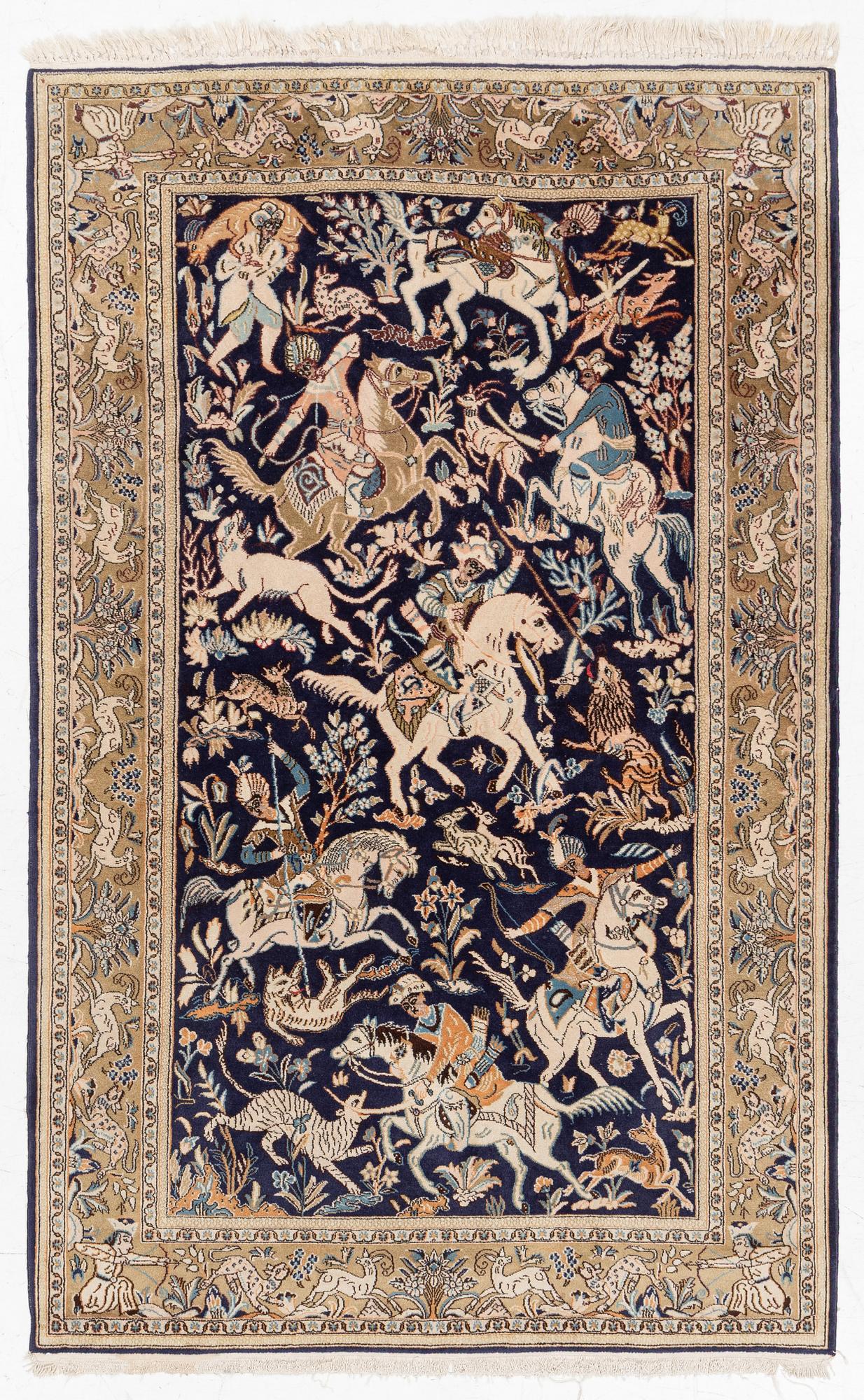 Rug, Tabriz, figural, approximately 230 x 140 cm.