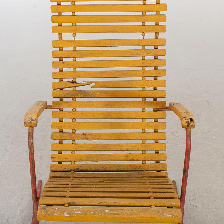 A mid 20th century Garden armchairs, easy chair and a table, Bjärnum, Sweden.