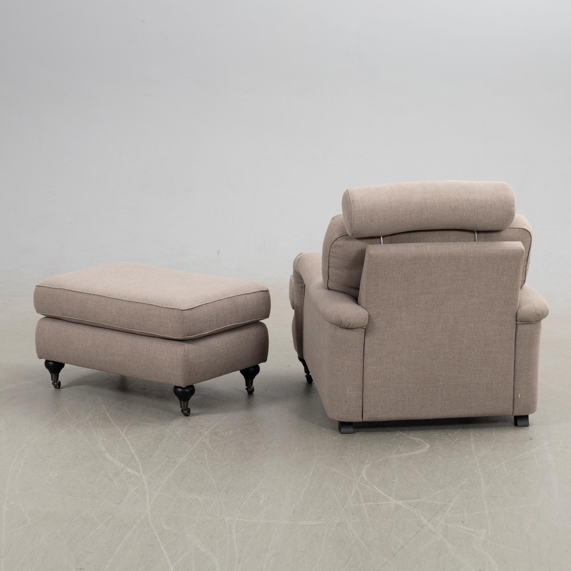 Armchair with footstool, Howard model.