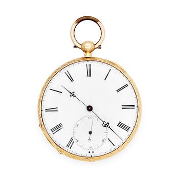 A gold ancre pocket watch, Moulinir, Genève, c. 1900.