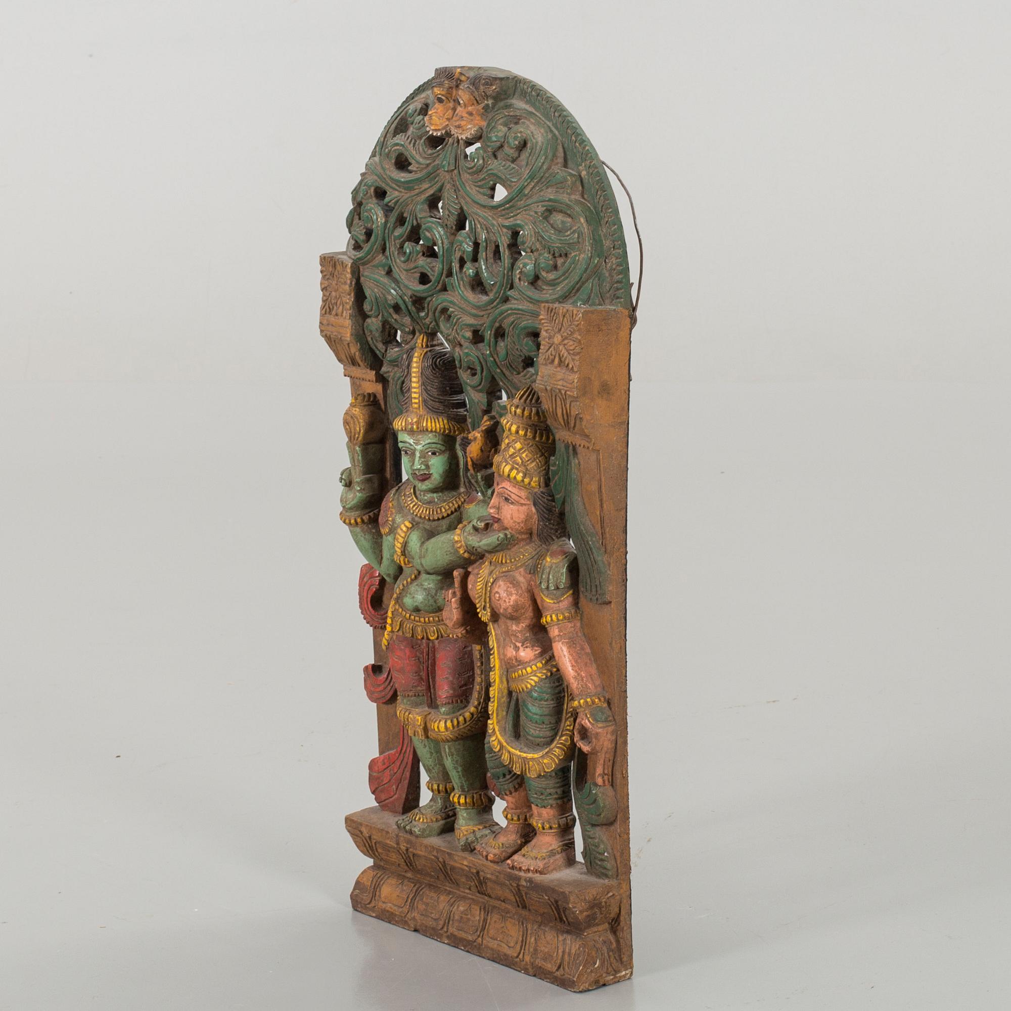 VÄGGDEKOR, skuret trä, Indien, 1900-talets början.