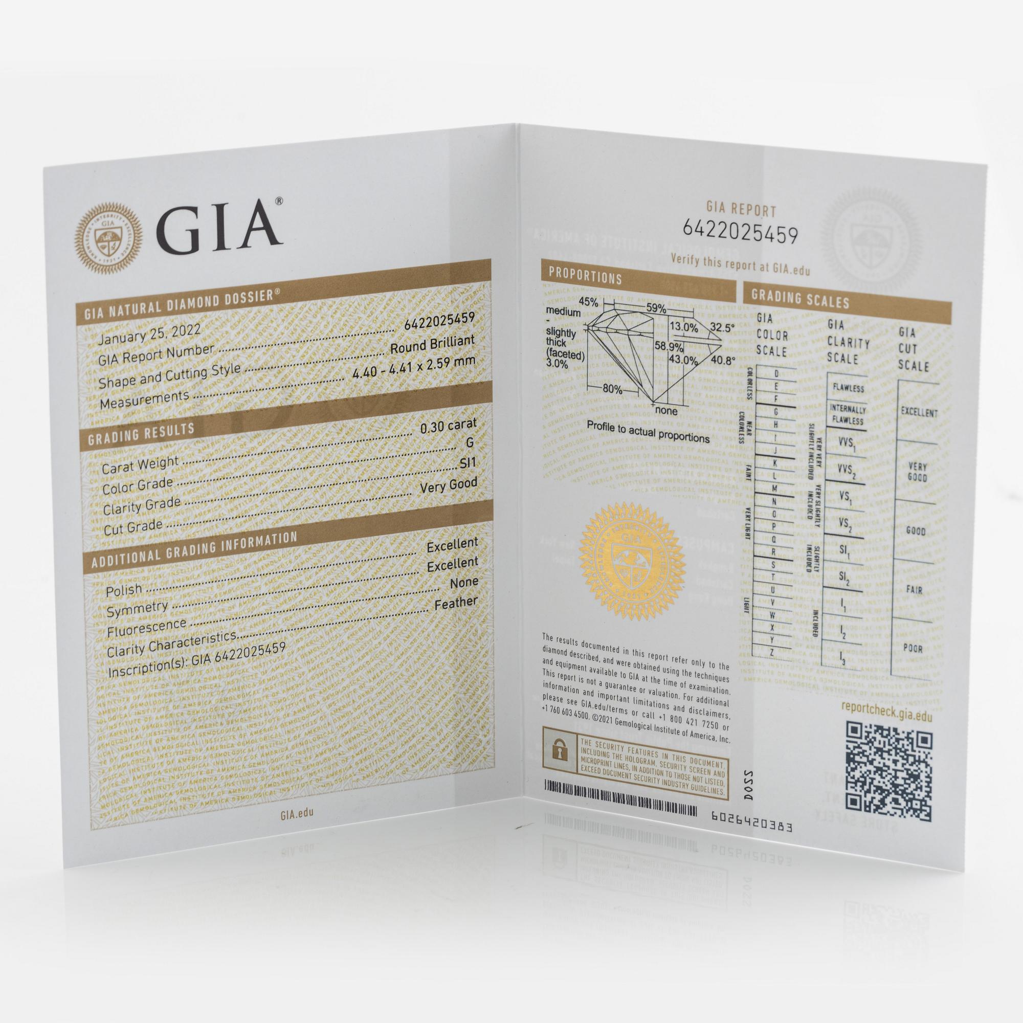 Brilliant cut diamond earrings, with GIA dossier.