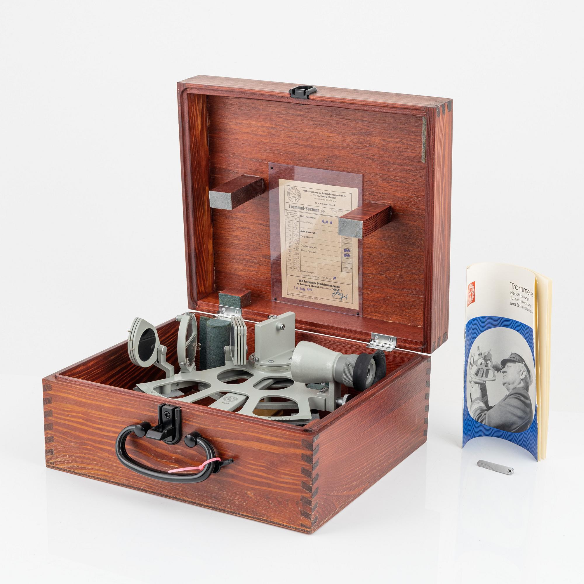 Trommel-sextant, VEB Frieberger Präzisionsmechanik, Freiberg, Tyskland.