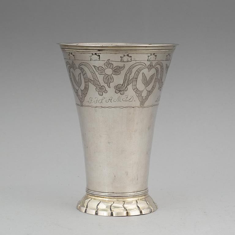A silver beaker probably by Mikael Hammarberg, Härnösand 1771.
