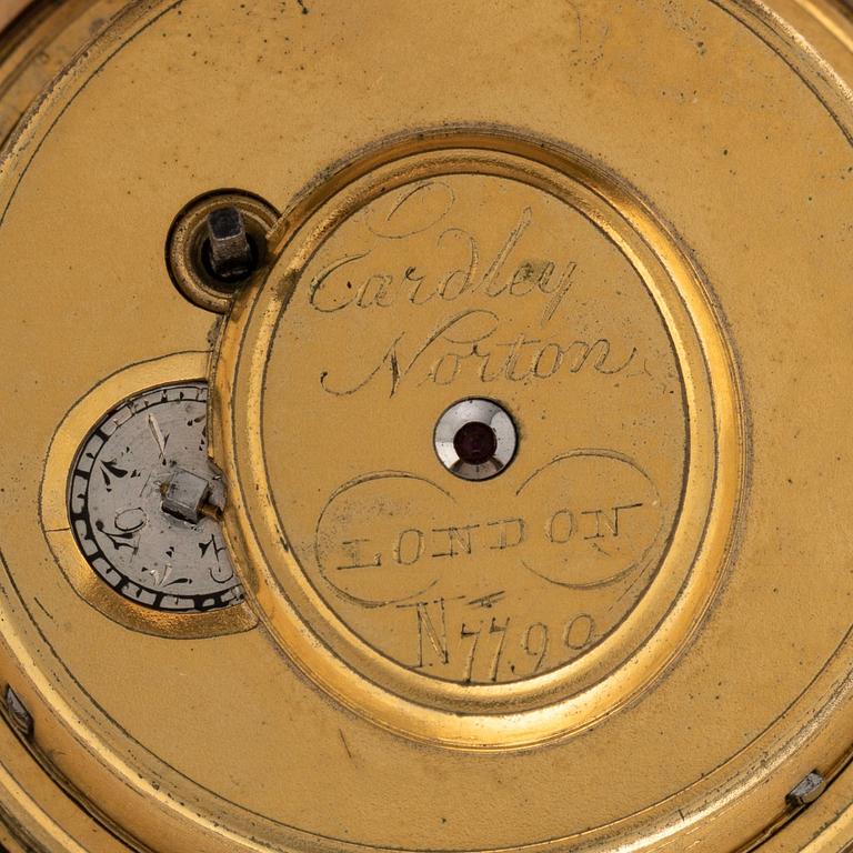 Fickur, av Eardley Norton (verksam i London 1760-94), "Calendar, Quarter Repeating", ca 1790.