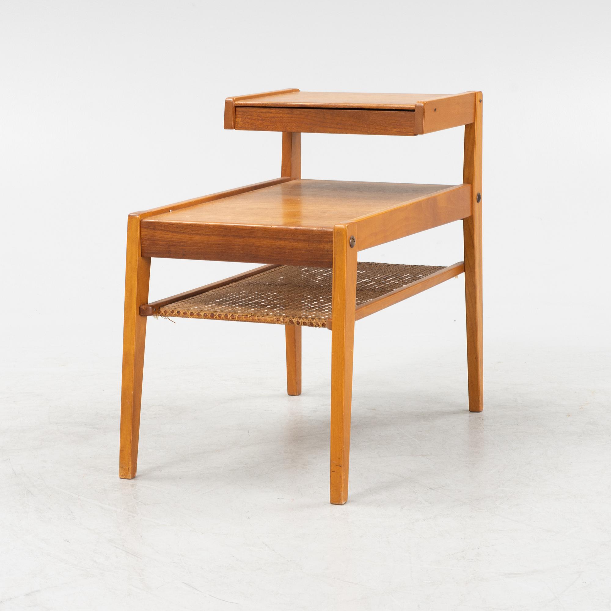 Emil Lindvall, a teak veneered bedside table, Nybro, dated 1963.