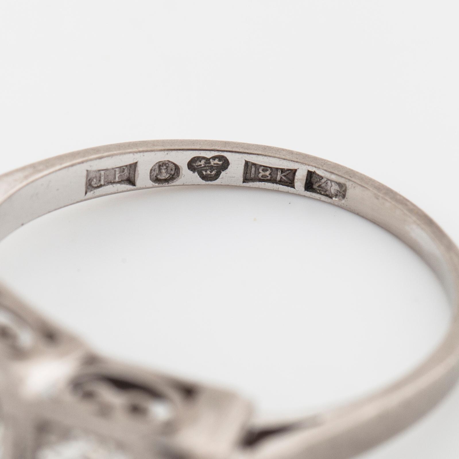 An old cut diamond ring by John Pettersson, Stockholm, 1950.