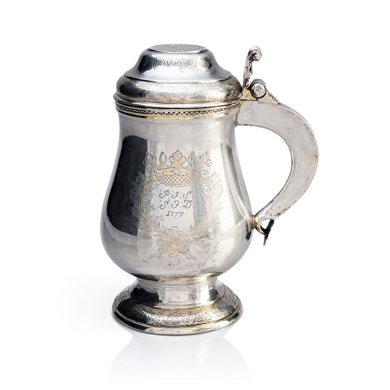 A Swedish Gustavian silver tankard, mark of Anders Menell, Kalmar 1777.