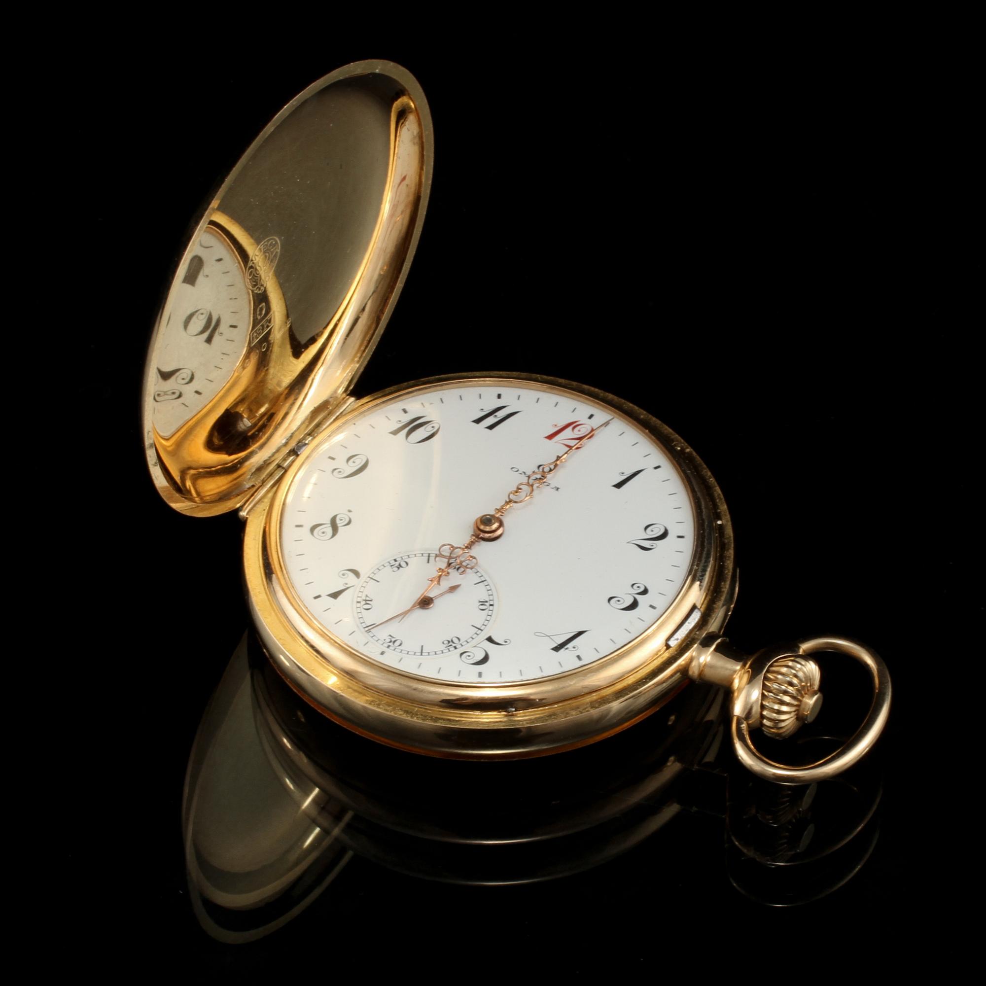 FICKUR, Omega, 18k guld, 1900-talets första hälft. Vikt 91 g.