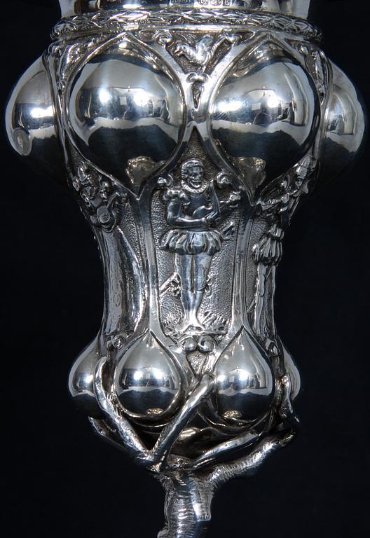 LOCKPOKAL, silver, barockstil, bär otydl utländska stämplar, 1900-tal.